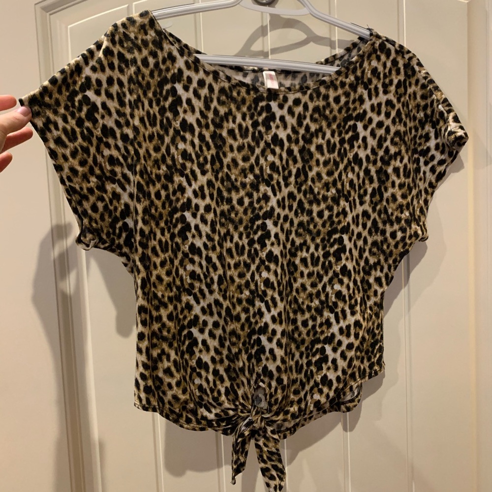 Front Tie Cheetah Print Top